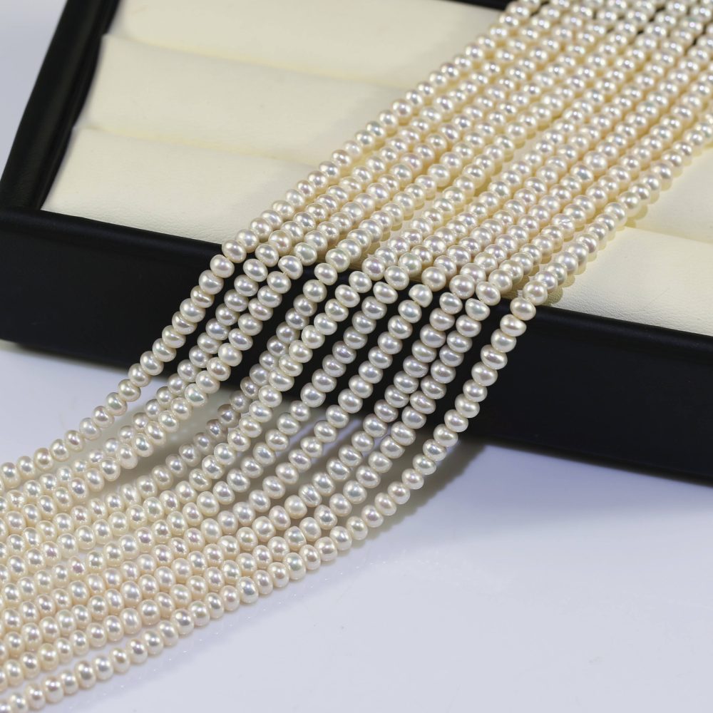 3a Grade Small Size White Button pearl strand 2